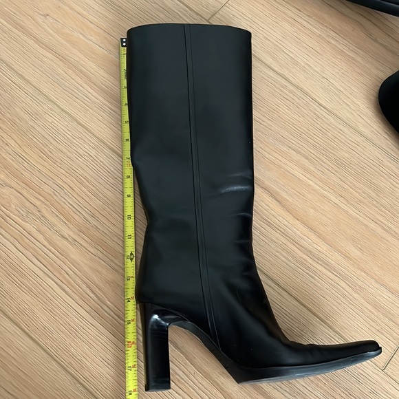 PRADA KNEE HIGH LEATHER BOOT 38 - y2k 90s square toe block heel - Picture 7 of 9